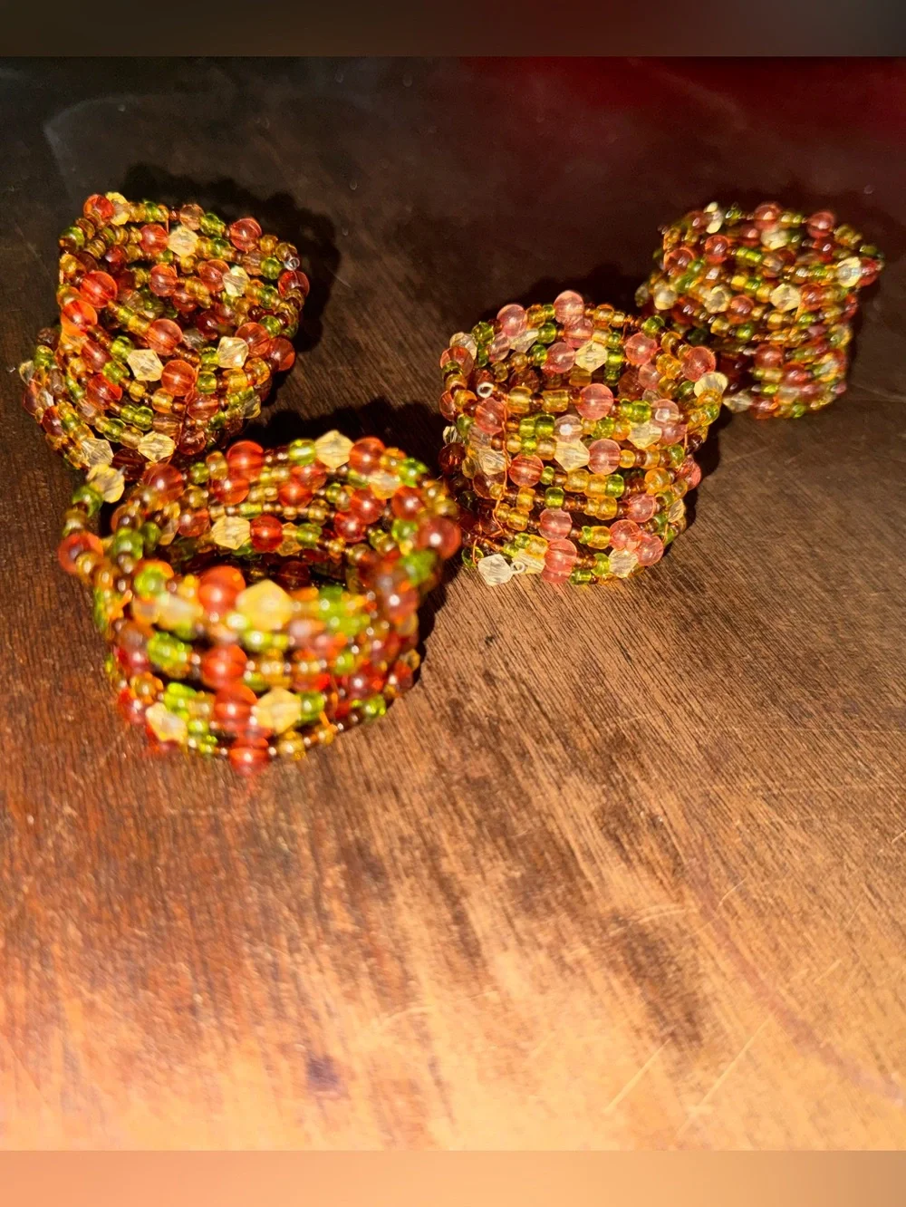 Set of 4 Pier 1 or Crate & Barrel Style Boho Beaded Napkin Rings Holders